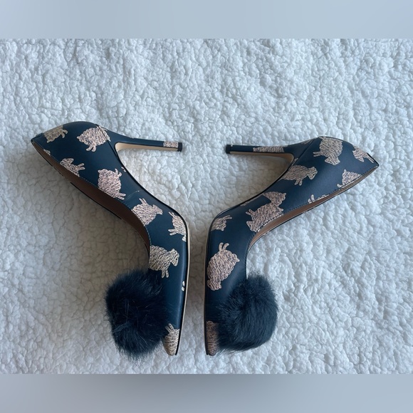 Sam Eldemen- sexy Pom Pom brocade heels - Picture 3 of 6